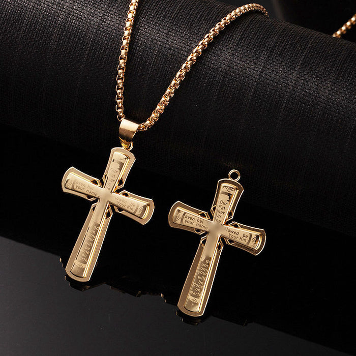 Wholesale Cross necklace, retro titanium steel chain, personalized accessories