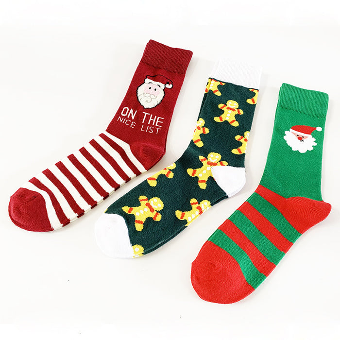 Wholesale Christmas Cartoon Striped Men's Mid-tube Socks JDC-SK-YiYan082