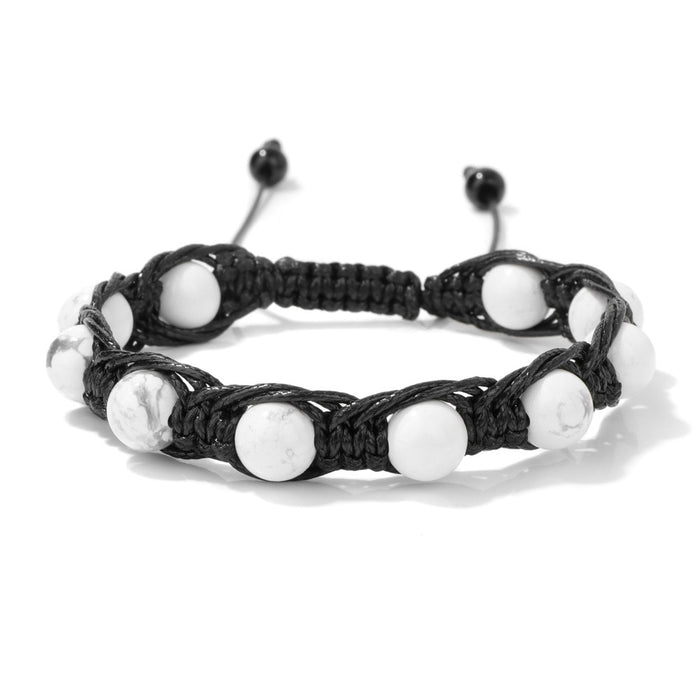 Wholesale Handmade woven bracelet with 8mm stone beads