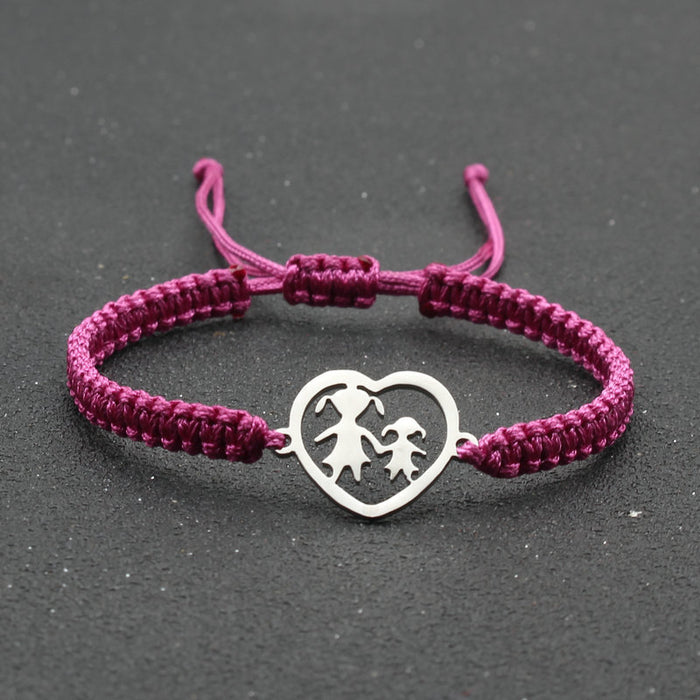 Wholesale jewelry heart-shaped stainless steel hand-woven red rope bracelet lucky bracelet adjustable