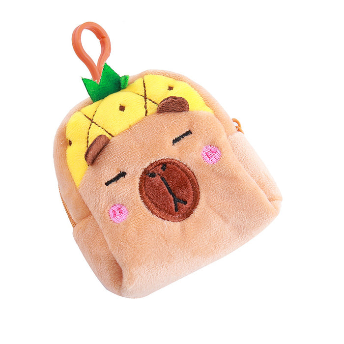 Wholesale Fruit Capibala Cartoon Wallet Plush Doll Earphones Data Cable Storage Bag Coin Pack JDC-WT-XG001