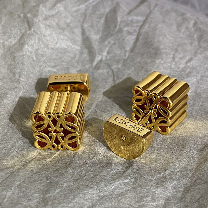 Wholesale Chinese knot element solid brass gold-plated stud earrings