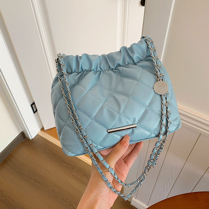 Wholesale PU Diamond Embroidery Chain Drawstring Crossbody Bucket Bag JDC-SD-MingShuo007