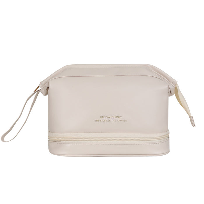 Wholesale Modern Cloud Design Double Layer Makeup Bag PU Leather Travel Toiletry Pouch Everyday Use And Gift