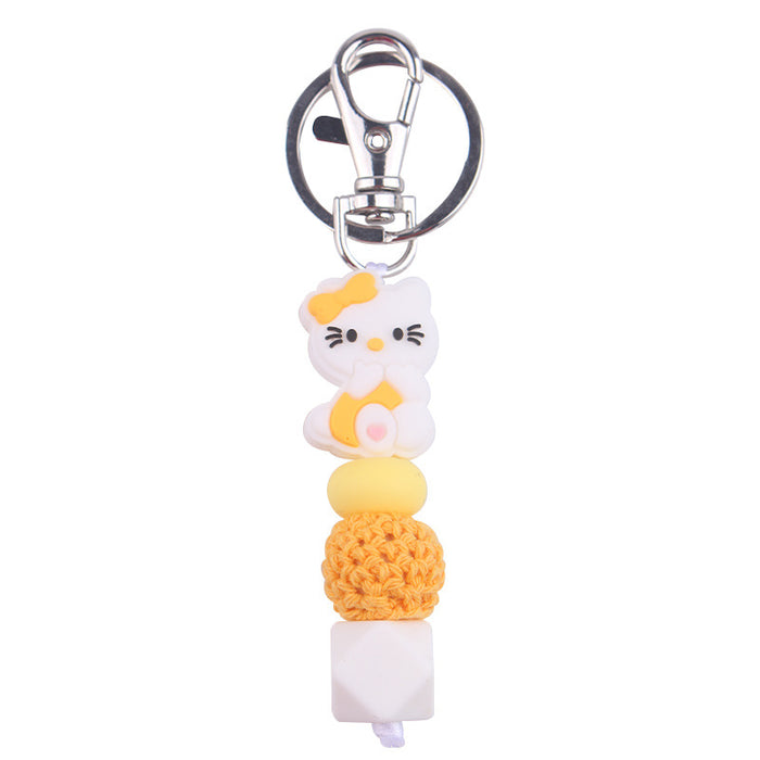Wholesale Silicone Beaded Bracelet Jewelry Cartoon Cat Keychain Pendant Bag Pendant Accessories
