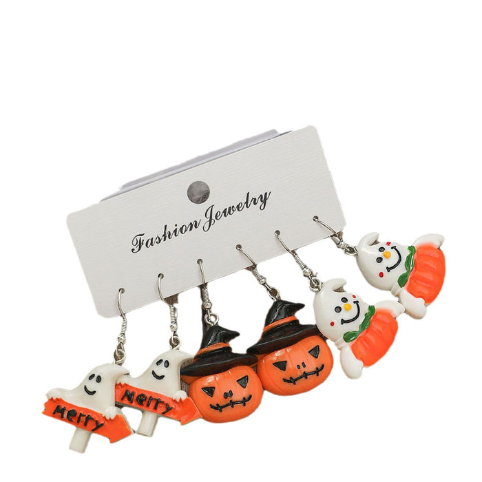 Wholesale Halloween Series Pumpkin Ghost Acrylic Earring Set JDC-ES-JunJie014