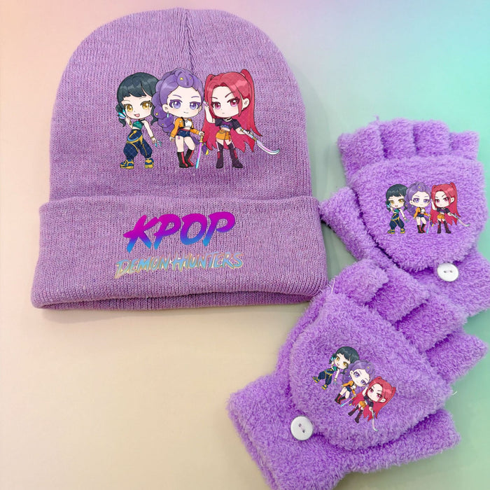 Wholesale Printed knit hat and warm knitted gloves