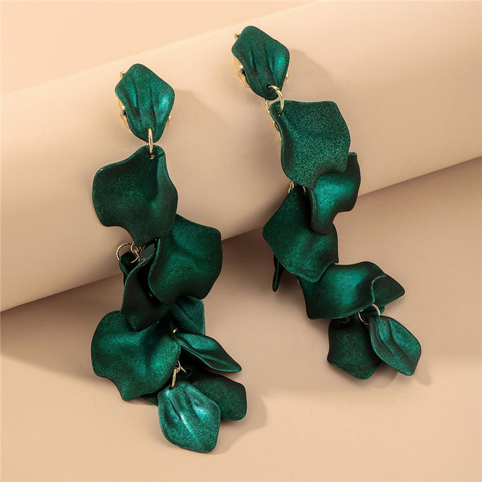 Wholesale Rose petal long tassel earrings with fashionable and elegant temperament, high-end and environmentally friendly earrings for women