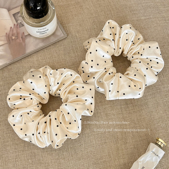 Wholesale Satin polka dot headband, high-end feeling, tied hair rope, high elasticity rubber band, meatball headband, hair accessory