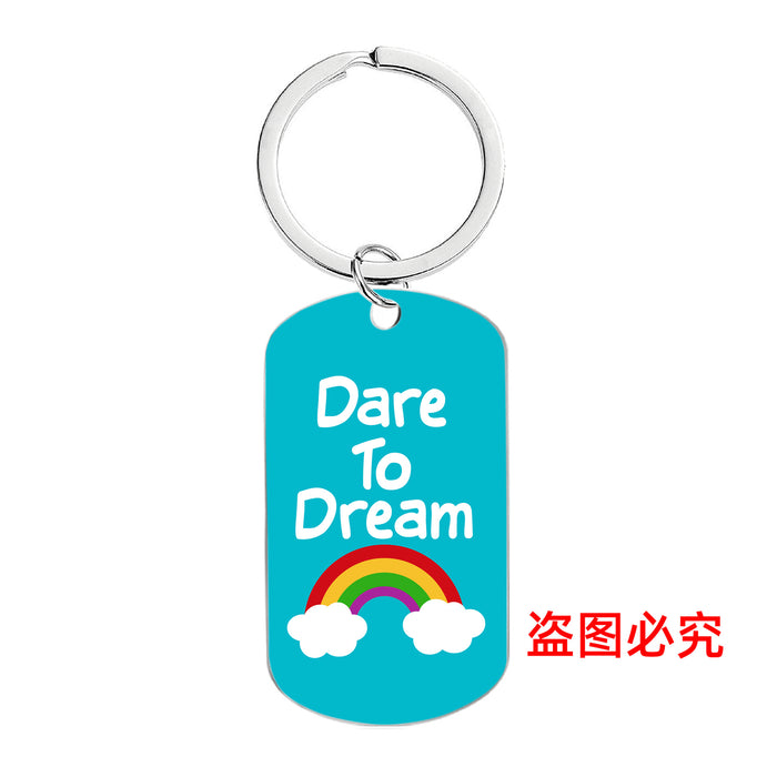 Wholesale Motivational Positive Metal Color Printing Keychains JDC-KC-GangGu053