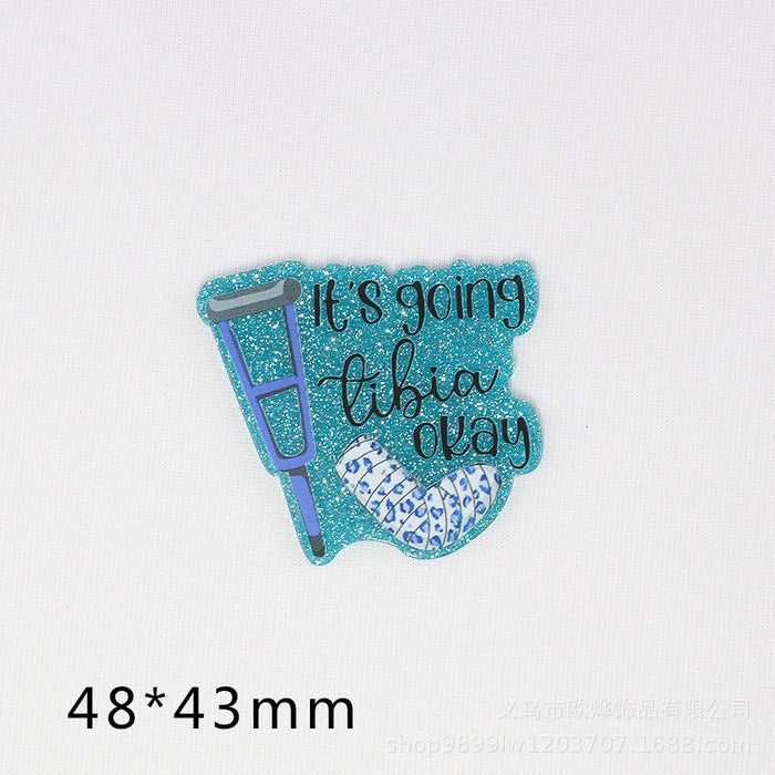 Wholesale Cartoon Letter Beverage Acrylic Pin DIY Patch Accessories JDC-FK-OuYie006