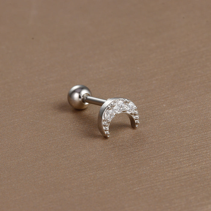 Wholesale Jewelry Stainless Steel Ear Nail Zircon Ball Screw Women