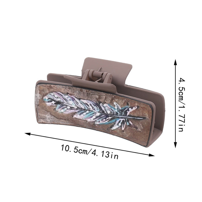 Wholesale Western Style Feather Pattern Handmade Shark Clip Women' s Hairpin