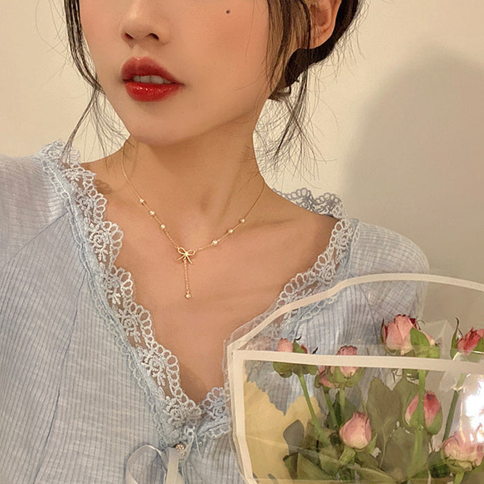 Wholesale Butterfly Knot Neck Chain, New Light Luxury, Niche Design, Clavicle Chain, Simple Accessories