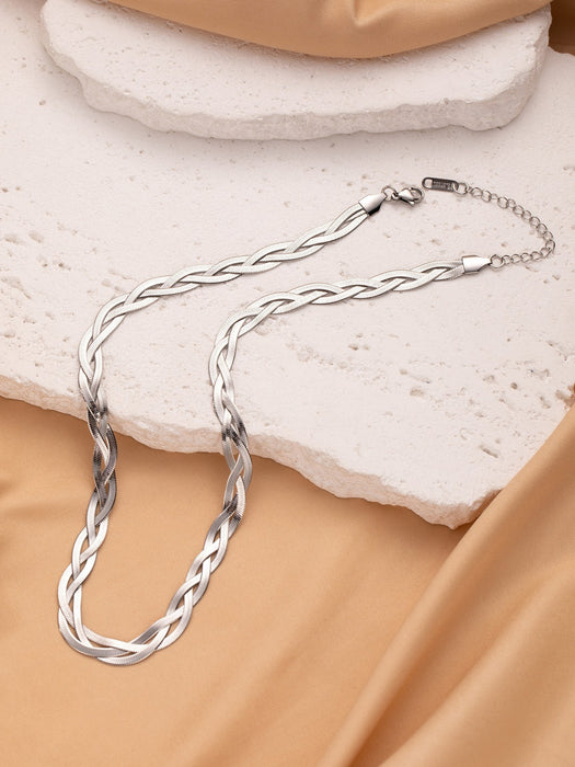 Wholesale Stainless Steel Clavicle Chain Necklace — Asymmetrical Design featuring a Bowknot  Rhinestone Accents  and Heart Pendant