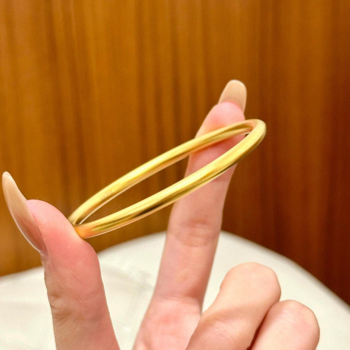 Wholesale Vintage Style 24K Gold Electroplated Solid Copper Plain Ring Bracelet Women S Chic Jewelry Accessory For Resale