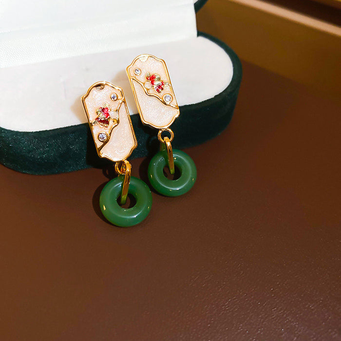 Wholesale Silver needle oil drop flower geometric earrings  summer new all-match earrings