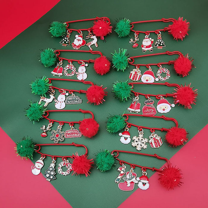 Wholesale Christmas brooch  snowflake elk bell Christmas tree pin gift