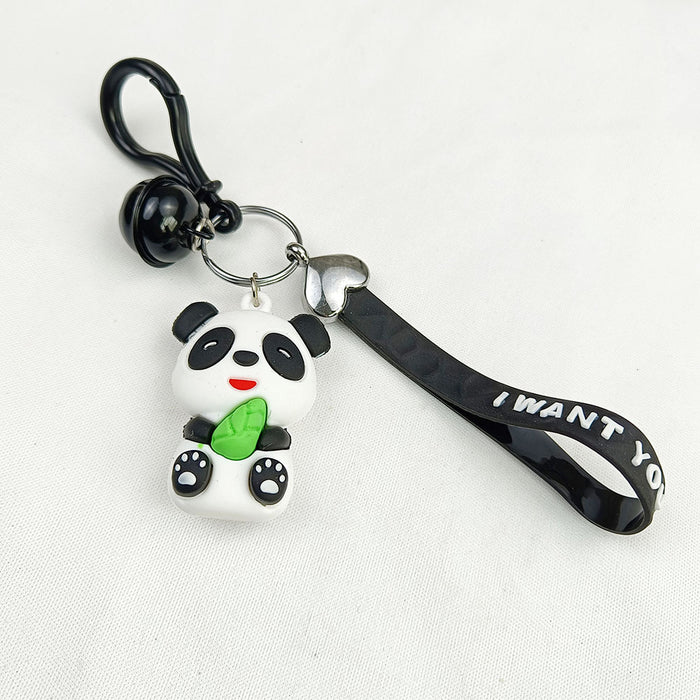 Wholesale  Cute cartoon panda keychain PVC  doll schoolbag pendant