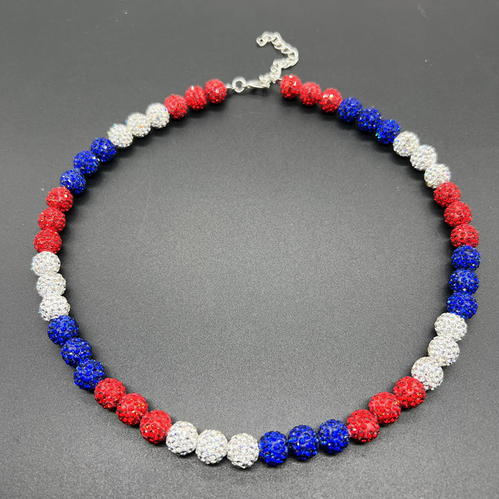 Wholesale Baseball necklace hip hop colorful diamond ball jewelry necklace