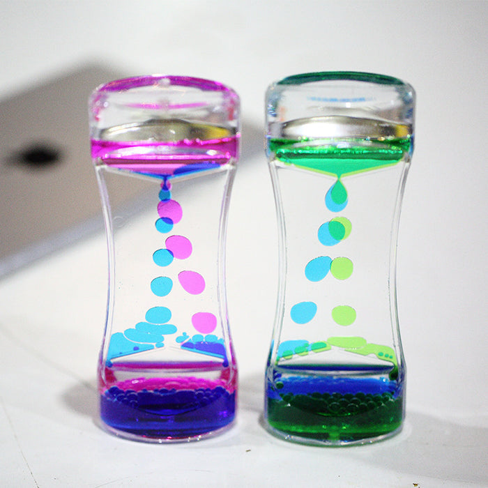 Wholesale Creative Decompression Two-color Liquid Oil Leak Acrylic Liquid Hourglass Ornament JDC-OS-JunQ001
