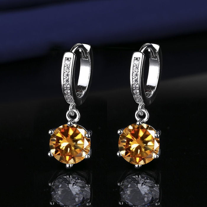 Wholesale Platinum Gold Tassel Earrings Six-Prong Imitation Moissanite Two Carat for Women Everyday Fashion Accessory