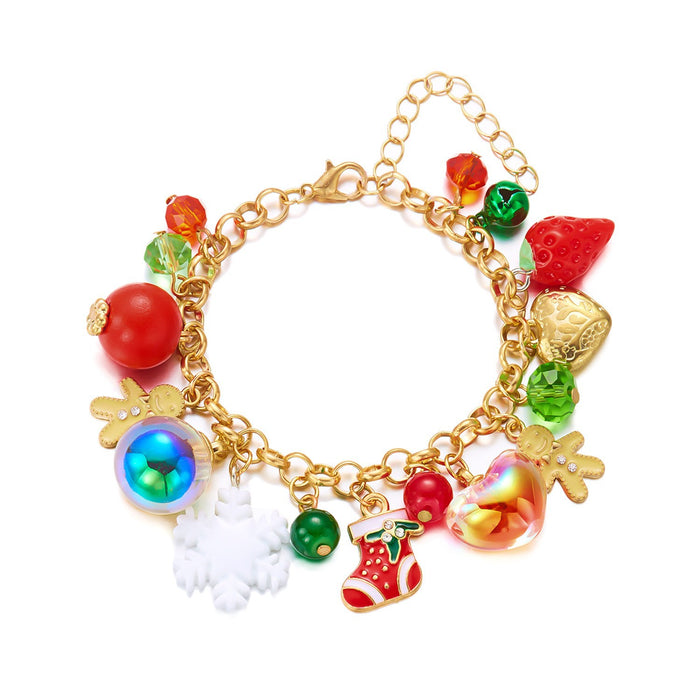 Wholesale Christmas gold chain snowflake elk snowman Christmas tree multi-accessory necklace bracelet jewelry set