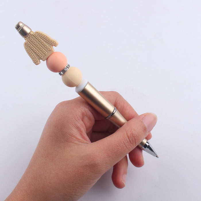 Wholesale Cute Cartoon Silicone Beaded Pen Creative DIY Colorful Plastic Multi-Function Gel Pen (M) JDC-BP-GuangTian012