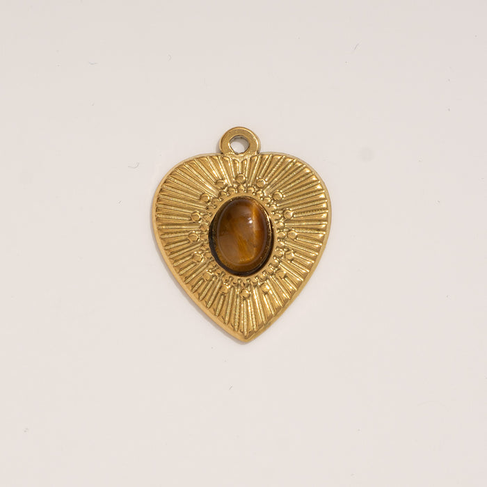 Wholesale Fashion and personalized stainless steel pendant Devil's Eye natural stone heart pendant wholesale