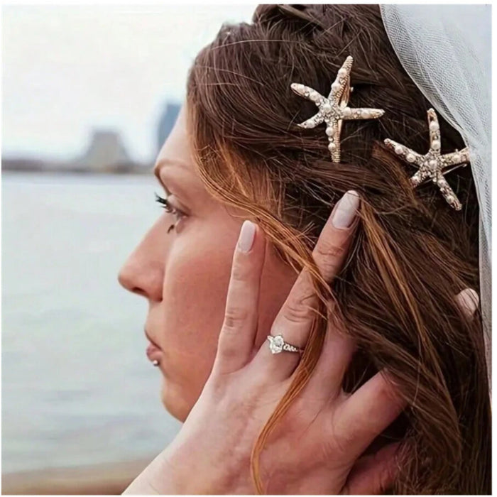 Wholesale Pearl Starfish Hairpin Top Clip Hairpin Inlaid with Rhinestone Starfish