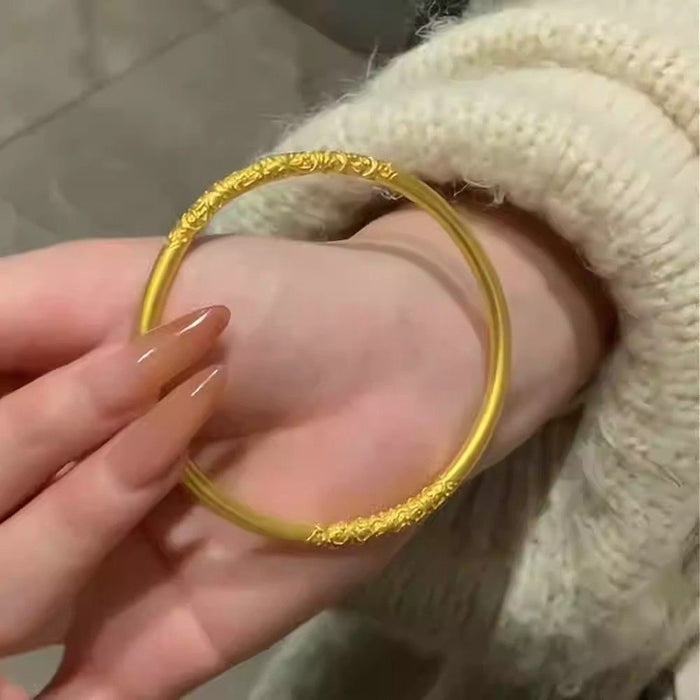 Wholesale Solid Bracelet with Purple Bauhinia Pattern and Curling Pattern