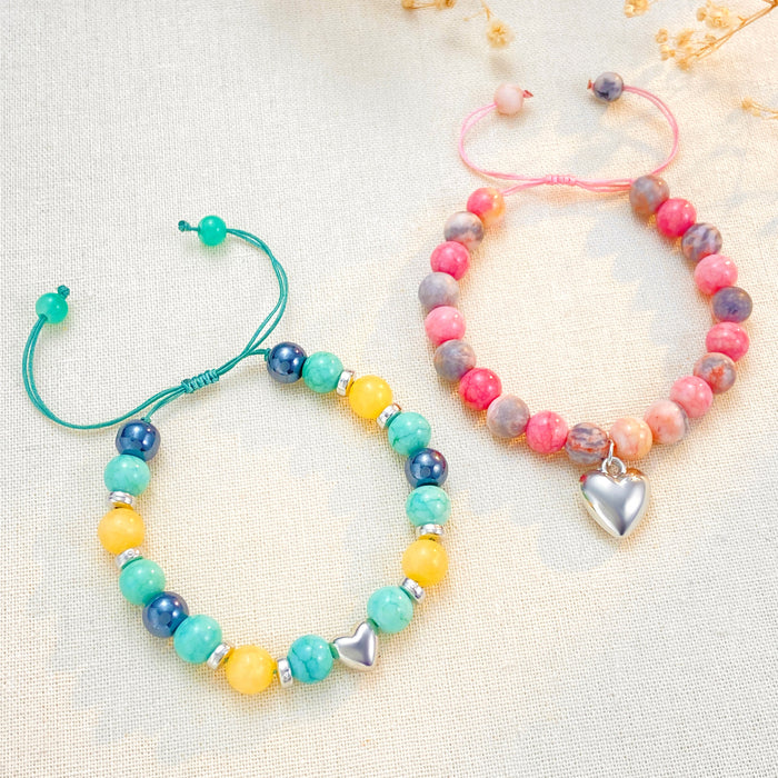 Wholesale Stone Beaded Love Pendant Woven Bracelet JDC-BT-QingWen001