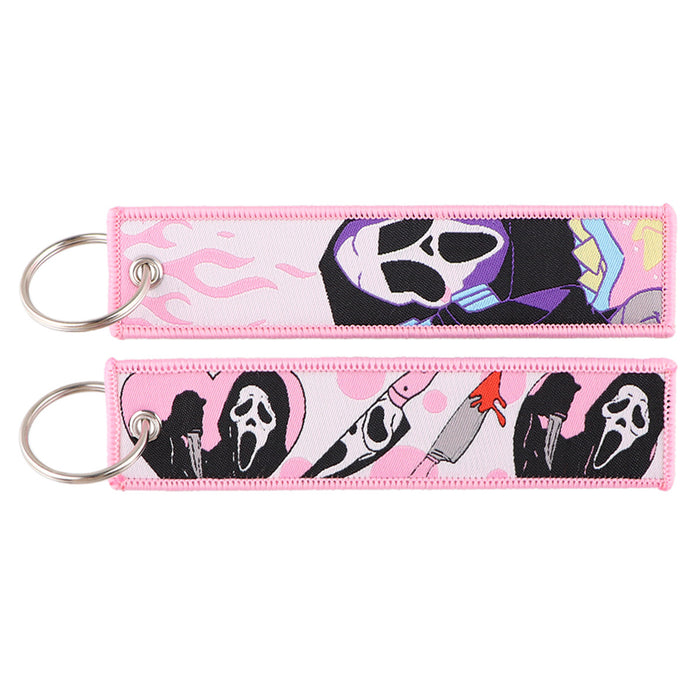 Wholesale  Cartoon Woven Label Keychain Lanyard   Fabric Keychain