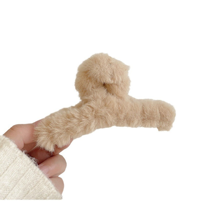 Wholesale Large plush claw clip,  brown color