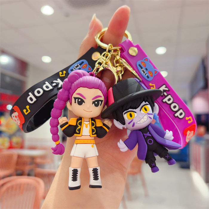 Wholesale Witch Hunter Group Keychain Pendant Purple Hair Bag Charm Trendy MOQ≥2