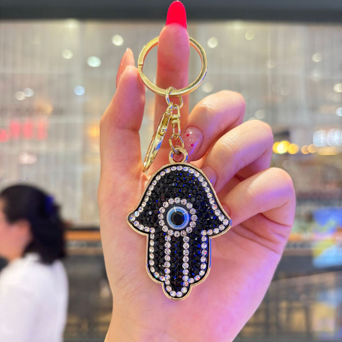 Wholesale Stylish Rhinestone Demon Eye Keychain Hip Hop Car Decoration Bag Charm Gift Accessory