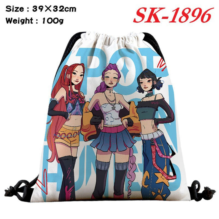 Wholesale Kpop drawstring storage bag with large capacity and full color design also functions as a shopping bag
