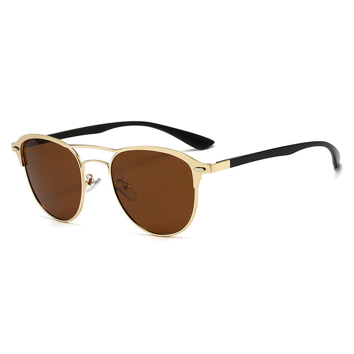Wholesale New Sunglasses Retro Round Frame Sunglasses Double Beam Driving Glasses Polarized Sunglasses