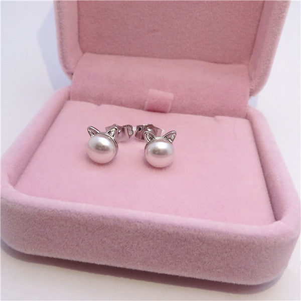 Wholesale Pearl Cat Earrings JDC-ES-QLX081