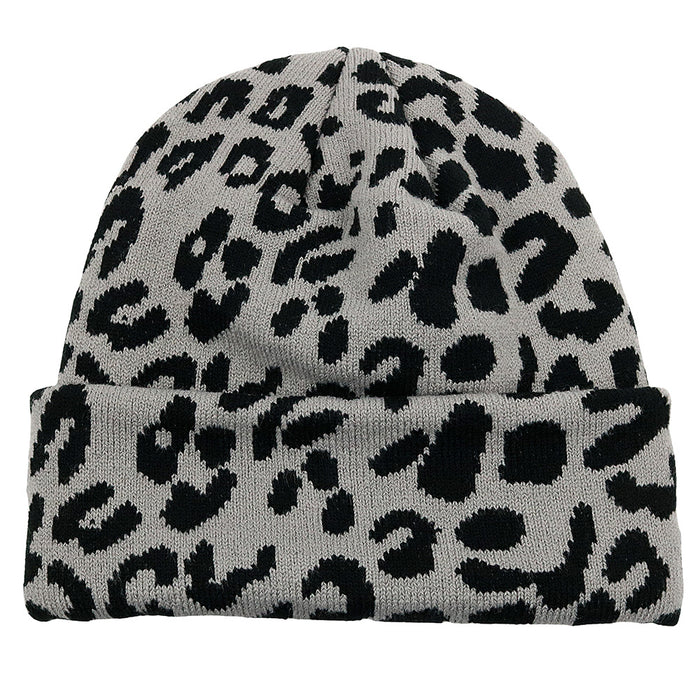 Wholesale Cow Leopard Print Jacquard Acrylic Wool Knitted Hat JDC-FH-HaiPu012