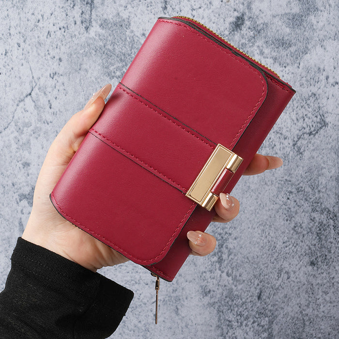 Wholesale Women' s Black PU Leather Tri-fold Wallet with Car ing and Multiple Card Slots - Everyday Fashion Accessory