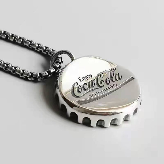 Wholesale Titanium Steel Coke Bottle Cap Men's Necklace JDC-NE-JuXing007