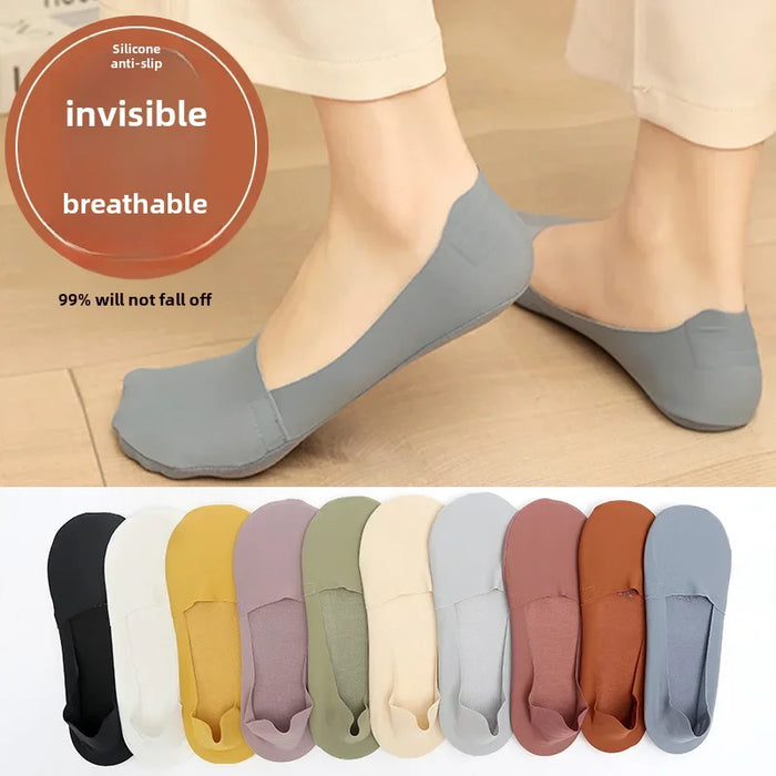 Wholesale Socks, boat socks, shallow mouth, invisible ice silk, transparent towel, breathable bottom, sweat absorbing silicone, non shedding heel socks