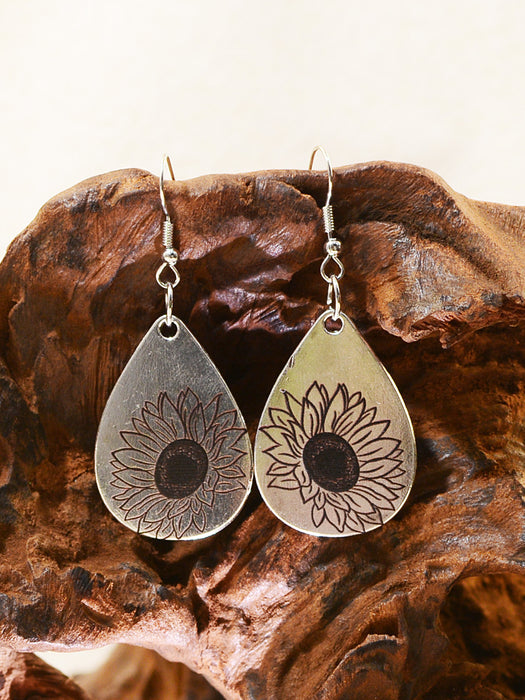 Wholesale Sunflower Hand Drawn Texture Sketch Earrings JDC-ES-ChenC010