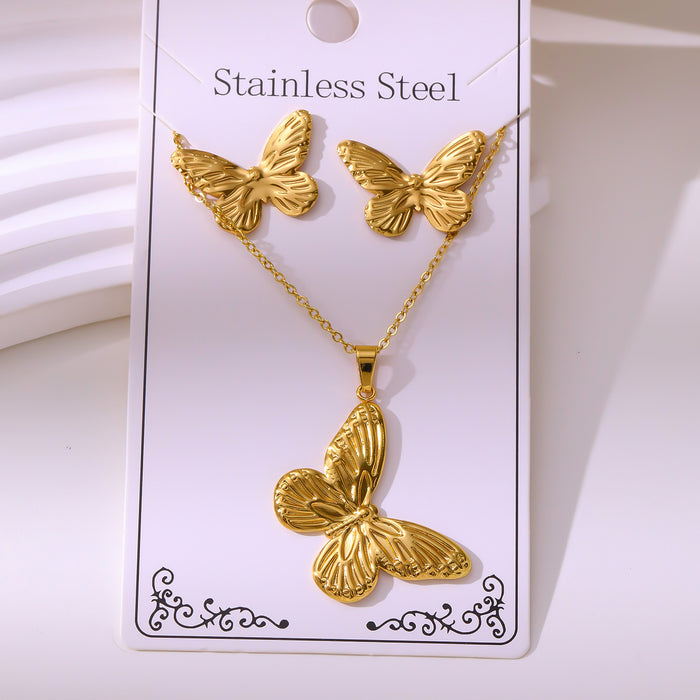 Wholesale RetroEarrings Necklace Stainless Steel Gold-Plated Jewelry