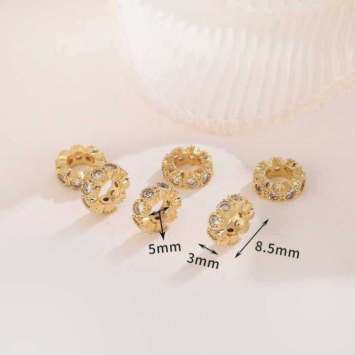 Wholesale 10pcs Copper Plated 18K Real Gold Micropaved Zircon Hollow Spacer Beads JDC-BDS-NanT005