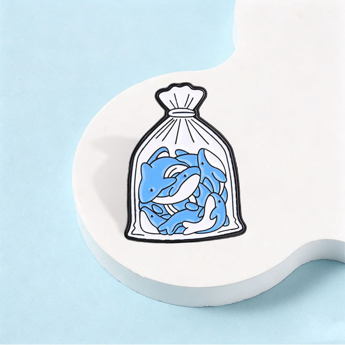 Wholesale Zinc Alloy Blue Dolphin Brooch Pin Cute Cartoon Animal Badge For Bags Backpacks