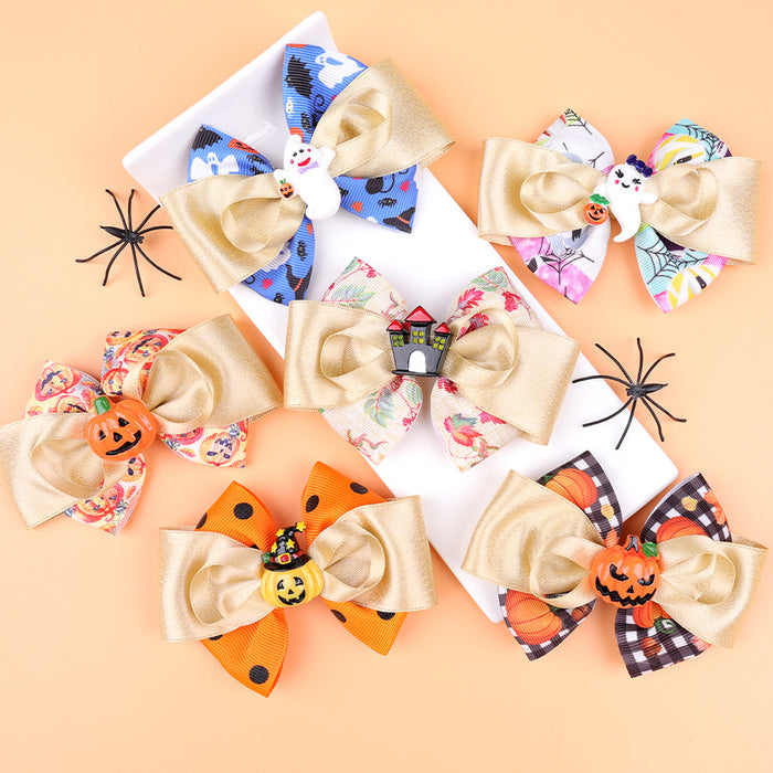 Wholesale Cross-Border New Children' s Bow Hairpin  Pumpkin Head Witch Hat Creative Funny Duckbill Clip Hair Accessories