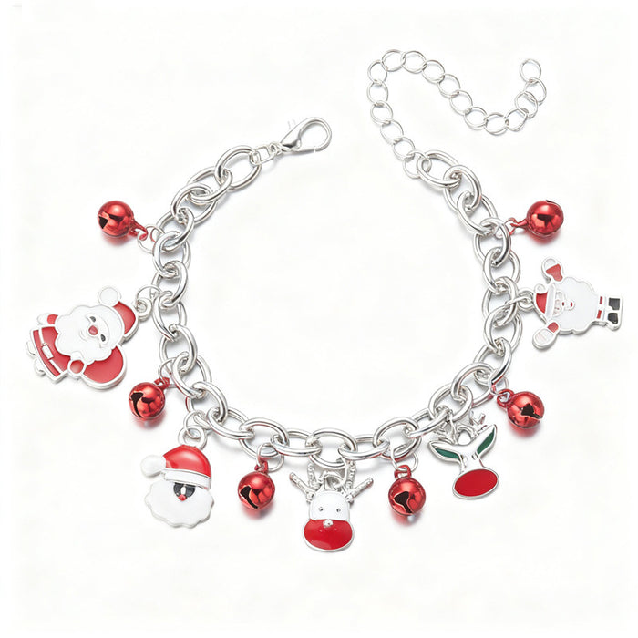 Wholesale Drip Oil Finish Alloy Christmas Bracelet with Santa and Elk Fashion Gift Accessory