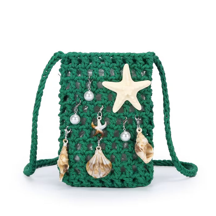 Wholesale Trendy Blue Cotton Rope Woven Small Crossbody Bag